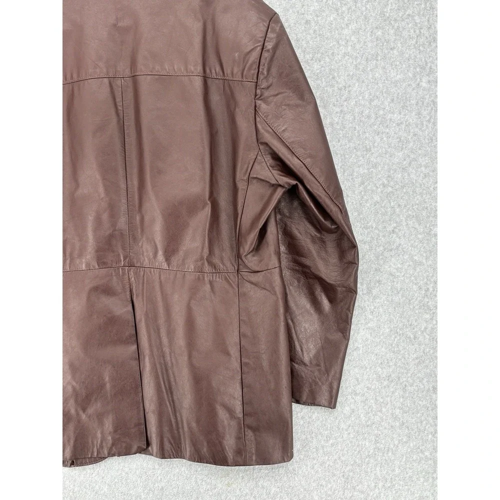 Vintage Sears The Leather Shop Brown Leather Blazer Jacket 46R Men's